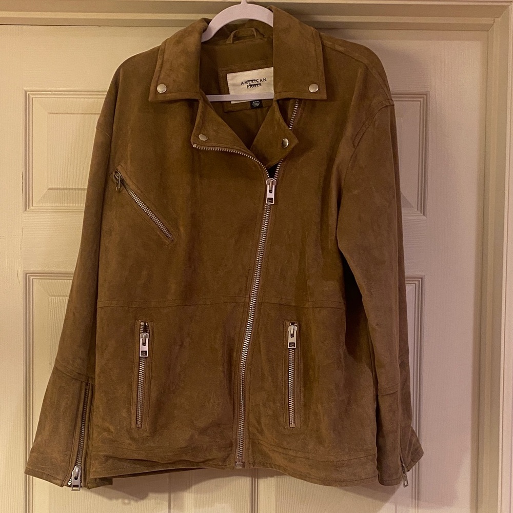 American Eagle AE  Brown Suede Leather Jacket Sz Medium.  NWOT